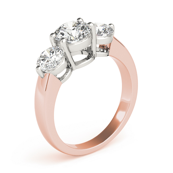 The Aurora Three-Stone Engagement Ring, upright view
