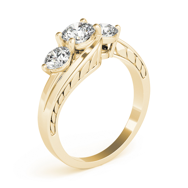 The Regina Three-Stone Engagement Ring, upright view