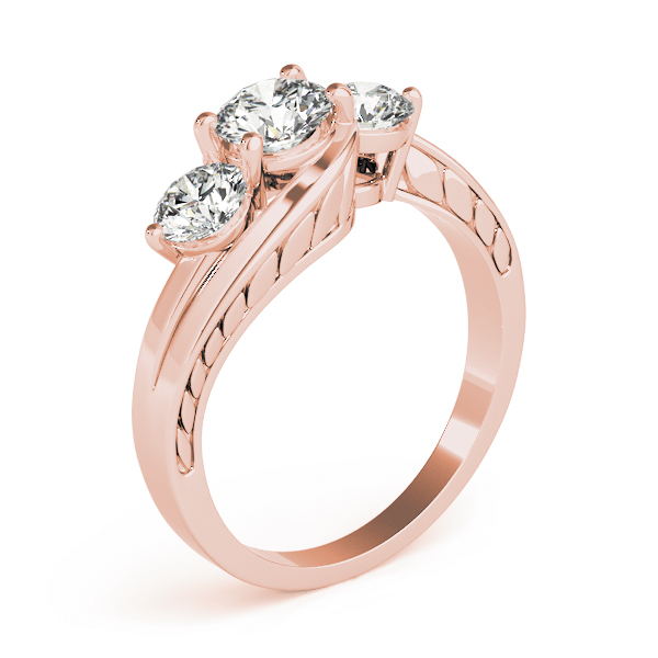 The Regina Three-Stone Engagement Ring, upright view