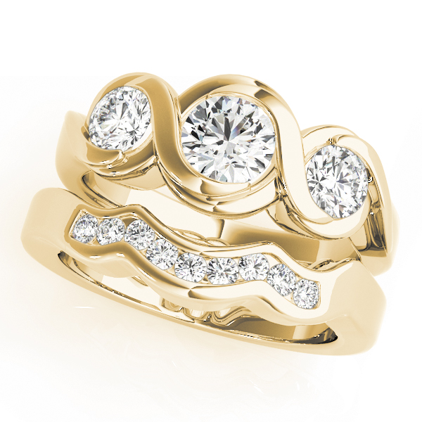 The Lauren Three-Stone Engagement Ring, set view