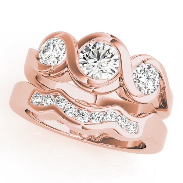 The Lauren Three-Stone Engagement Ring, set view