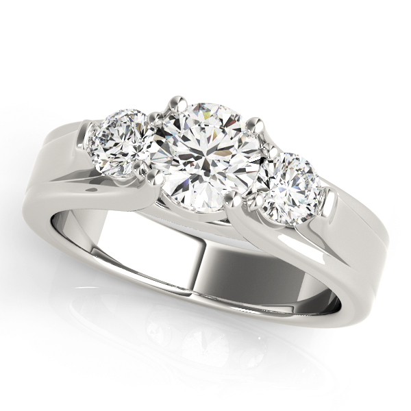 3-Stone Round Trellis Engagement Rings