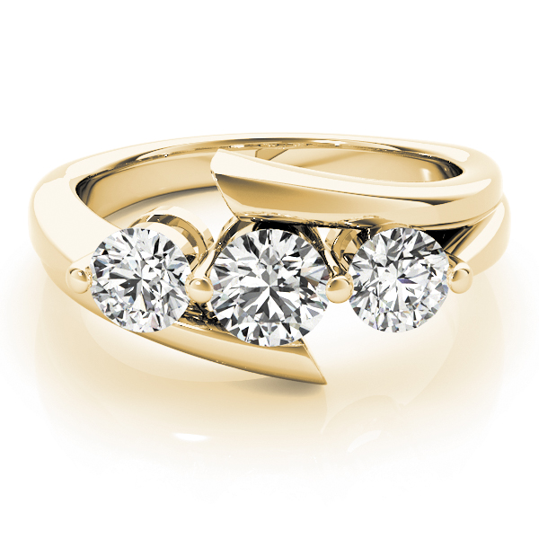 The Celine Three-Stone Engagement Ring, set view