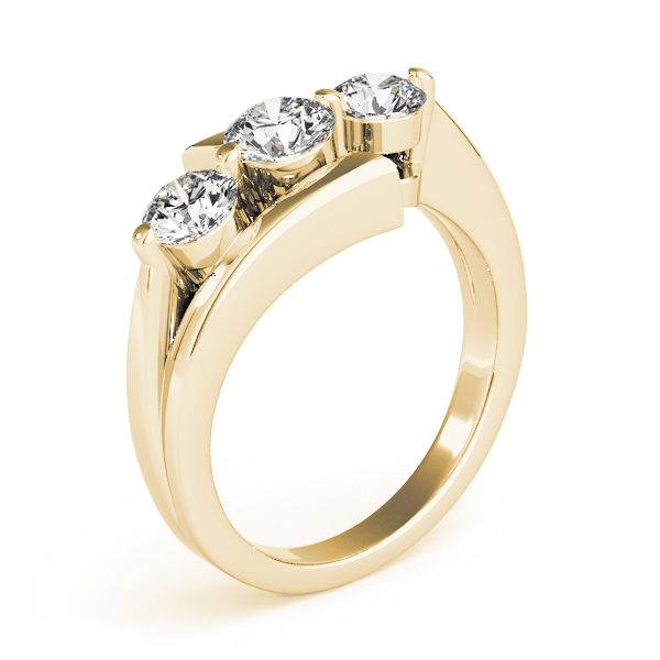 The Celine Three-Stone Engagement Ring, upright view