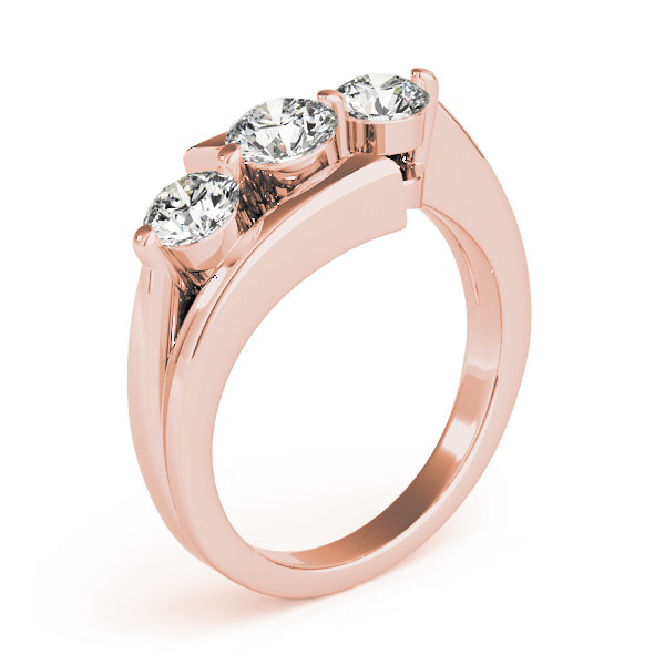 The Celine Three-Stone Engagement Ring, upright view