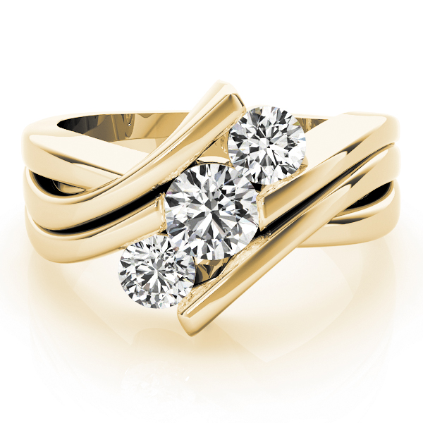 The Zara Three-Stone Engagement Ring, set view