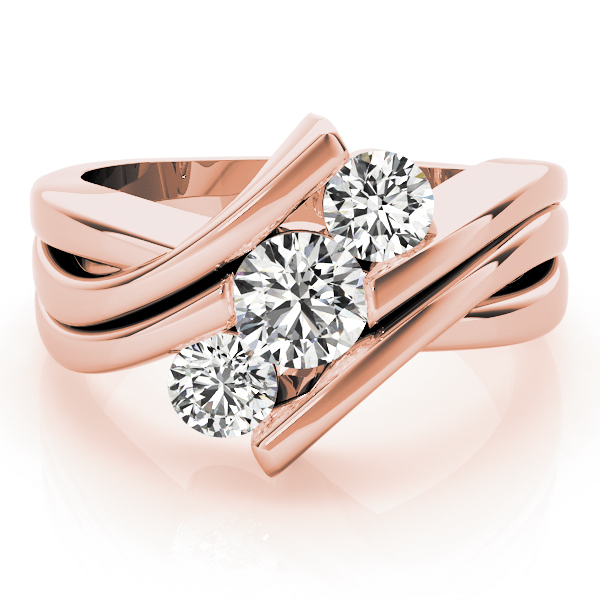 The Zara Three-Stone Engagement Ring, set view