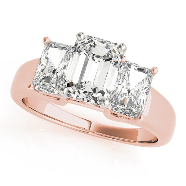 3-Stone Emerald Cut Trellis Engagement Ring