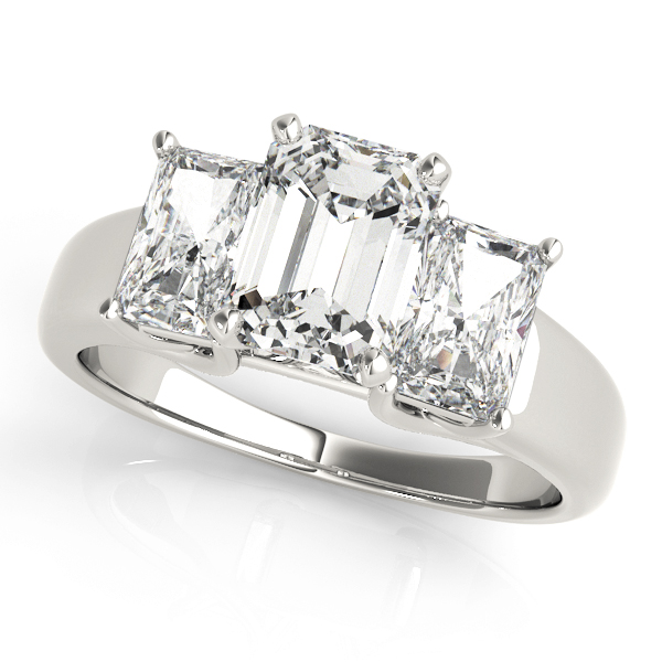 3-Stone Emerald Cut Trellis Engagement Ring