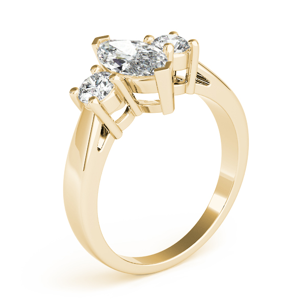 The Aubrey Three-Stone Engagement Ring, angled view
