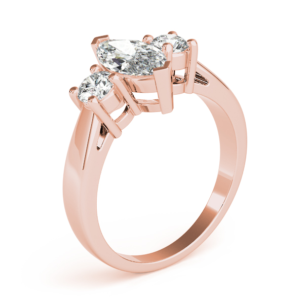 The Aubrey Three-Stone Engagement Ring, angled view