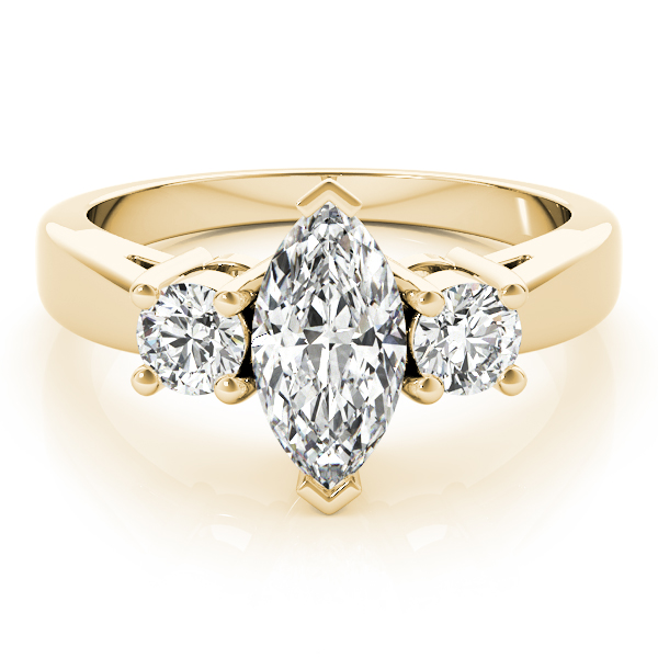 The Aubrey Three-Stone Engagement Ring, set view