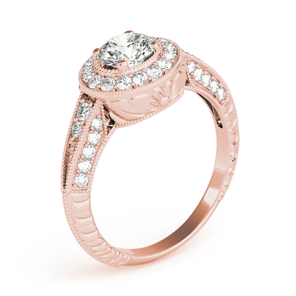 The Gabriella Halo Engagement Ring, angled view