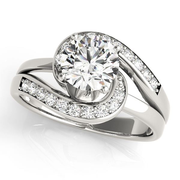 Bypass Swirl Prong In Channel Engagement Ring