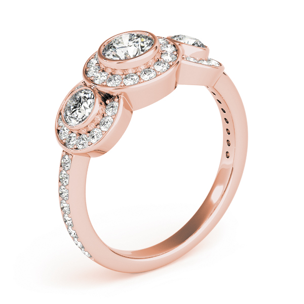 The Camille Three-Stone Engagement Ring, angled view