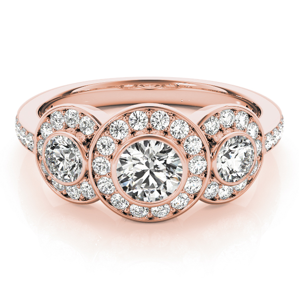 The Camille Three-Stone Engagement Ring, set view