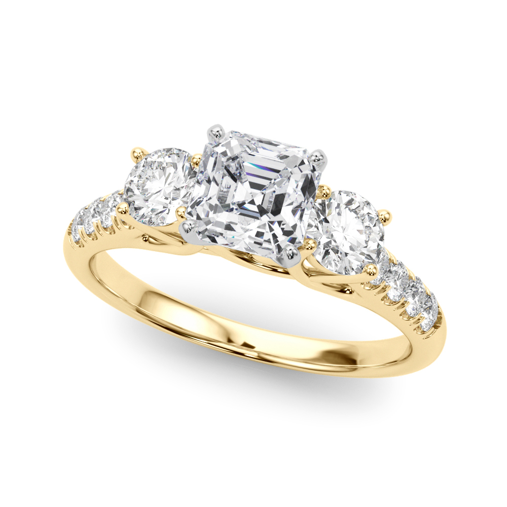 3-Stone Single Row Engagement Ring