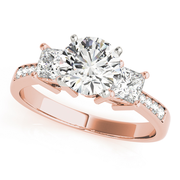 Single Row 3-Stone Round & Princess Engagement Ring