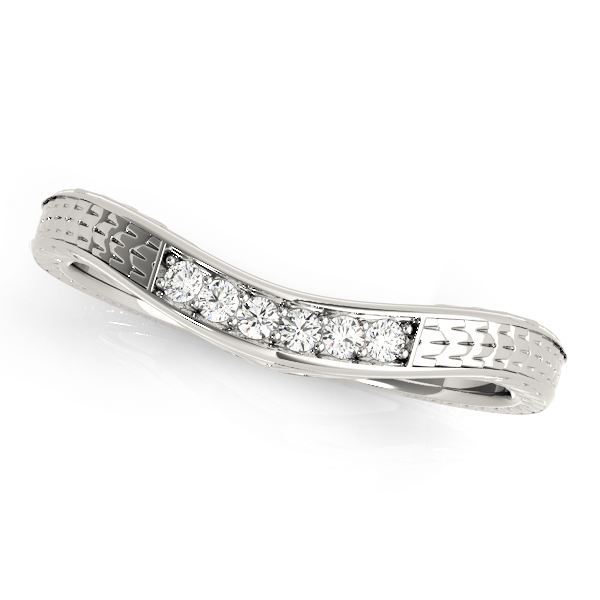 Prong Set Filigree Curved Wedding Band