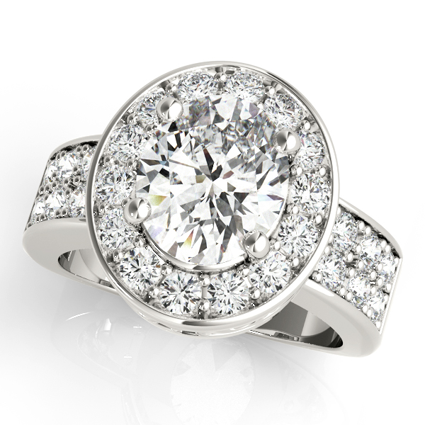 Double Row Bezel Halo Engagement Ring