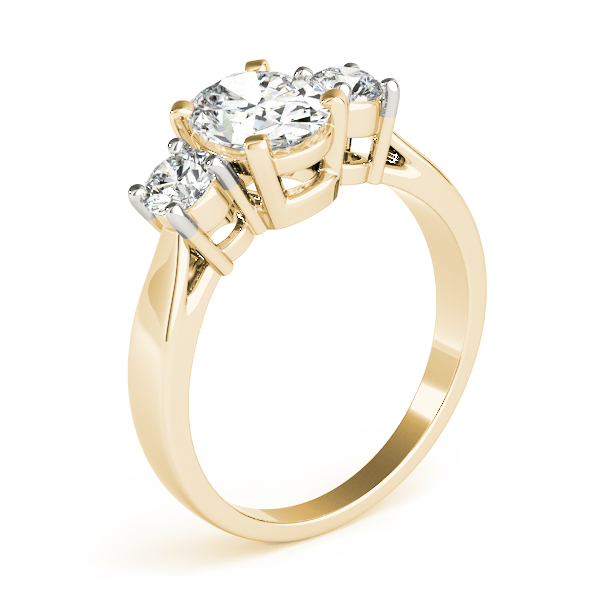 The Margaux Three-Stone Engagement Ring, angled view