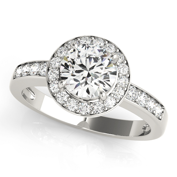Single Row Halo Bezel Set Engagement Ring