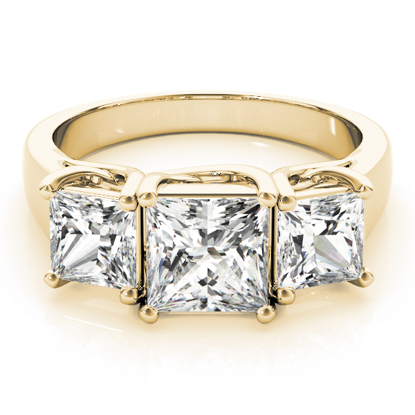 The Guinevere Three-Stone Engagement Ring, set view