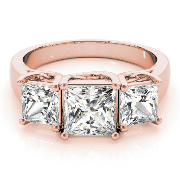 The Guinevere Three-Stone Engagement Ring, set view
