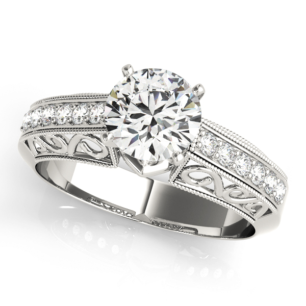 Antique Style Milgrain Filigree Engagement Ring