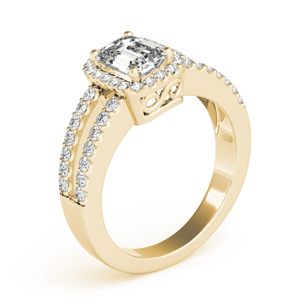 The Monique Halo Engagement Ring, angled view