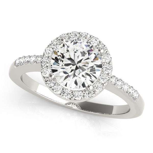 Single Row Halo Engagement Ring