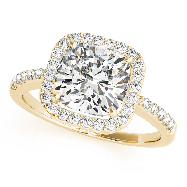Single Row Halo Cushion Shape Engagement Rings