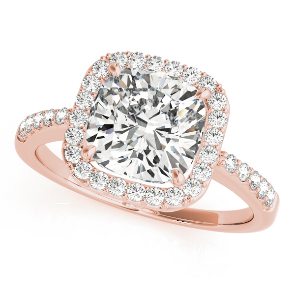 Single Row Halo Cushion Shape Engagement Rings