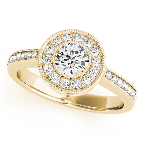 Vintage Style Milgrain Halo Engagement Rings