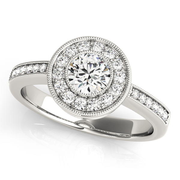 Vintage Style Milgrain Halo Engagement Rings