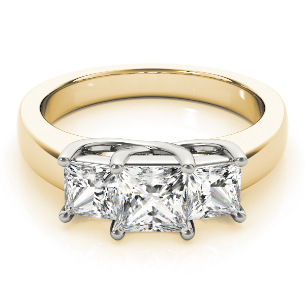 The Gabriella Three-Stone Engagement Ring, set view