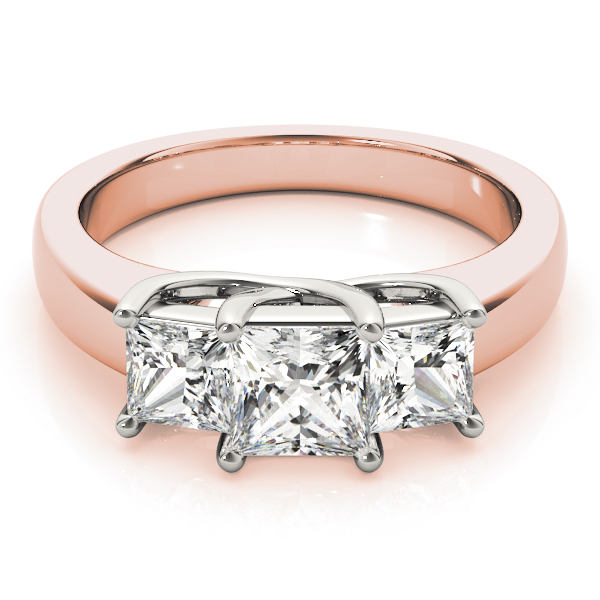 The Gabriella Three-Stone Engagement Ring, set view