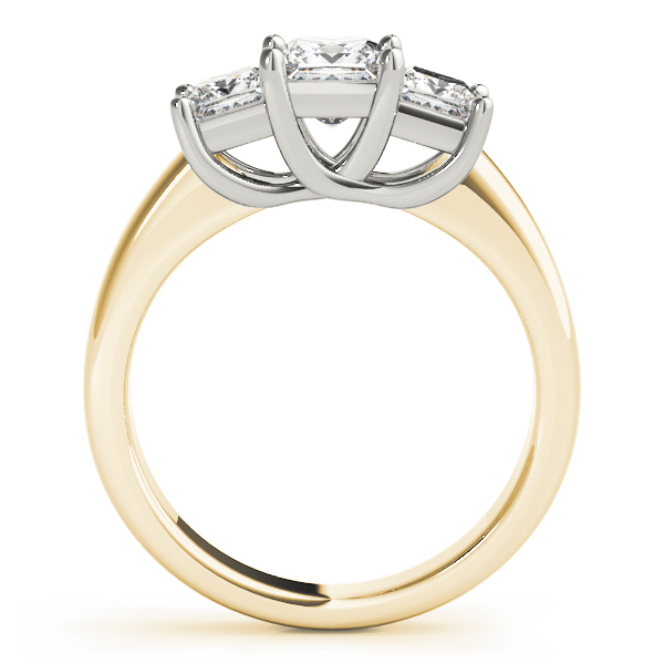 The Gabriella Three-Stone Engagement Ring, side view