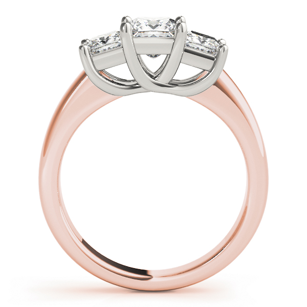 The Gabriella Three-Stone Engagement Ring, side view