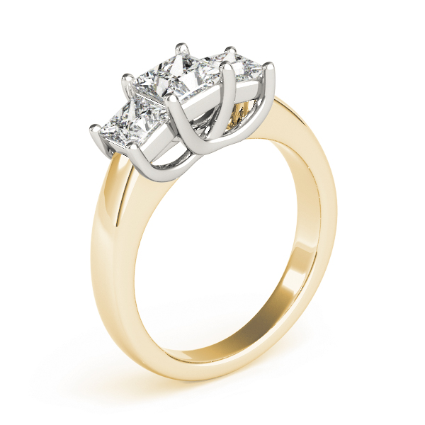 The Gabriella Three-Stone Engagement Ring, upright view
