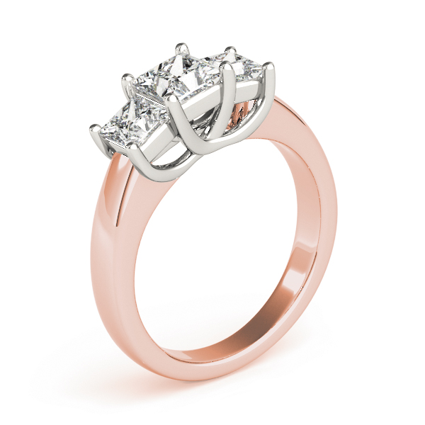 The Gabriella Three-Stone Engagement Ring, upright view