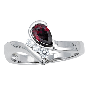 Accented Bypass Pear Ring