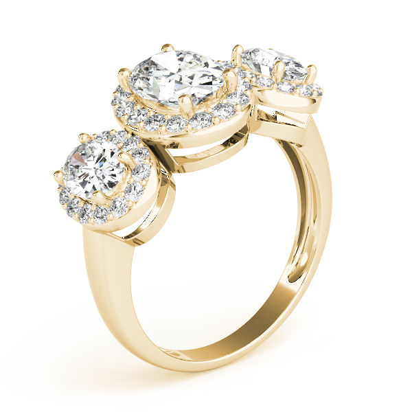 The Opal Three-Stone Engagement Ring, angled view