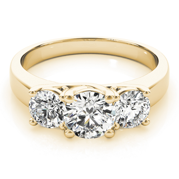 The Luna Three-Stone Engagement Ring, set view