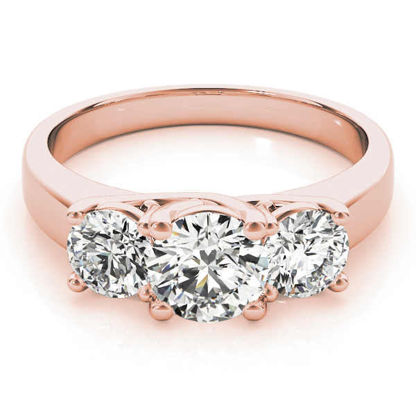 The Luna Three-Stone Engagement Ring, set view