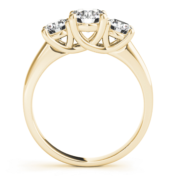 The Luna Three-Stone Engagement Ring, side view