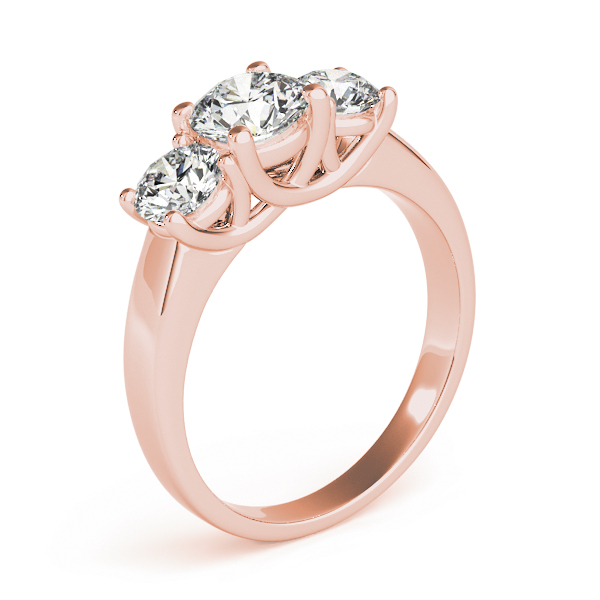 The Luna Three-Stone Engagement Ring, upright view