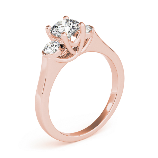 The Rowan Three-Stone Engagement Ring, upright view
