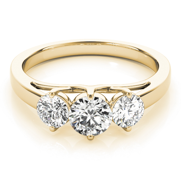 The Harper Three-Stone Engagement Ring, set view