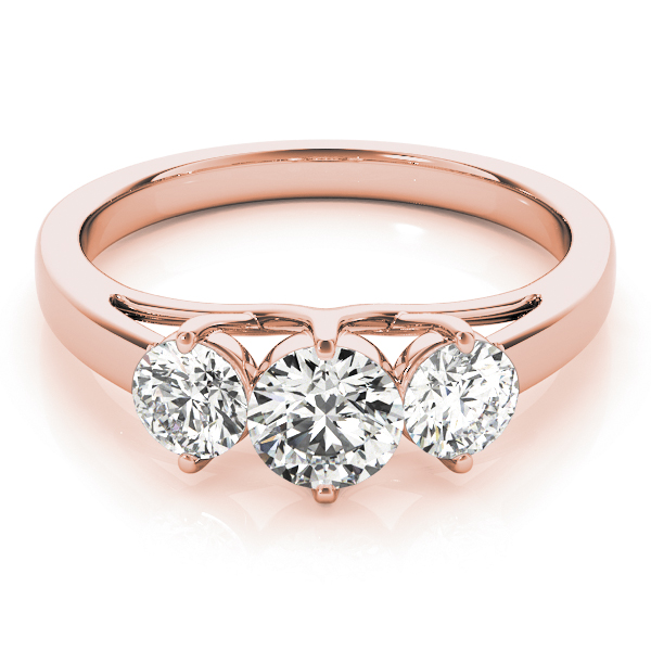 The Harper Three-Stone Engagement Ring, set view